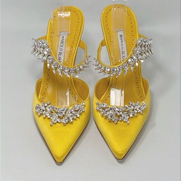 Manolo Blahnik Lurum 90MM Embellished Satin Mules size 40 - Picture 4 of 15